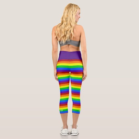 Rainbow Bright Striping Gay Pride Liebe ist Liebe Capri Leggings (Rückseite)