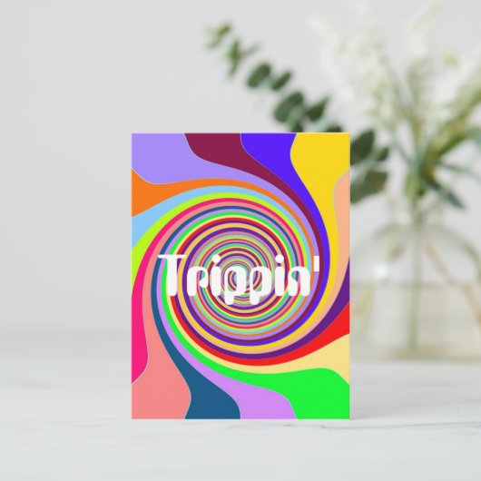 Rainbow bright Trippin' psychedelischer Swirl Postkarte (Stehend Vorderseite)