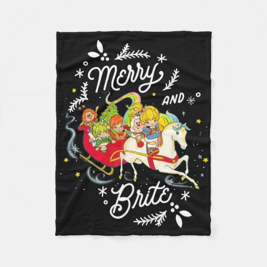 Rainbow Brite Christmas Merry und Brite Sleigh Rid Fleecedecke (Vorderseite)