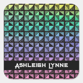 Rainbow Broken Geschirrs Patchwork Quilt Muster Quadratischer Aufkleber