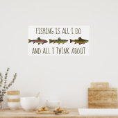 Rainbow Brown Brook Trout Fishing Quote Poster (Küche)