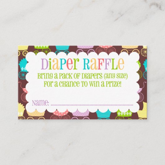 Rainbow & Brown Diaper Raffelschein Begleitkarte (Vorderseite)