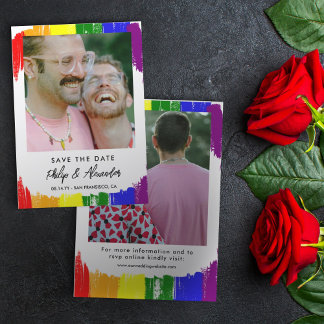 Rainbow Brush Stripes Foto Save the Date