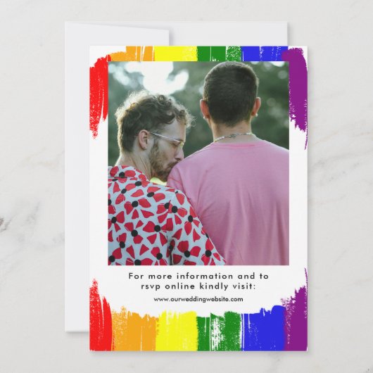 Rainbow Brush Stripes Foto Save the Date (Rückseite)