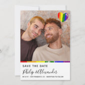 Rainbow Brush Stroke Heart Foto Save the Date (Vorderseite)