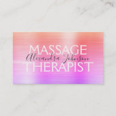 Rainbow Brushed Metal Massage Therapist Visitenkarte (Vorderseite)
