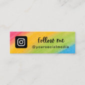 Rainbow Brushstrokes Instagramm folgen QR-Code Mini Visitenkarte (Vorderseite)