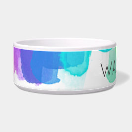 Rainbow Brushstrokes Wasserfarbe Art PET NAME Spaß Napf