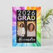Rainbow Bubble Art Class of 2025 Foto Abschluss Einladung (Stehend Vorderseite)