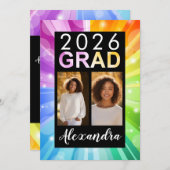 Rainbow Bubble Art Class of 2025 Foto Abschluss Einladung (Vorne/Hinten)