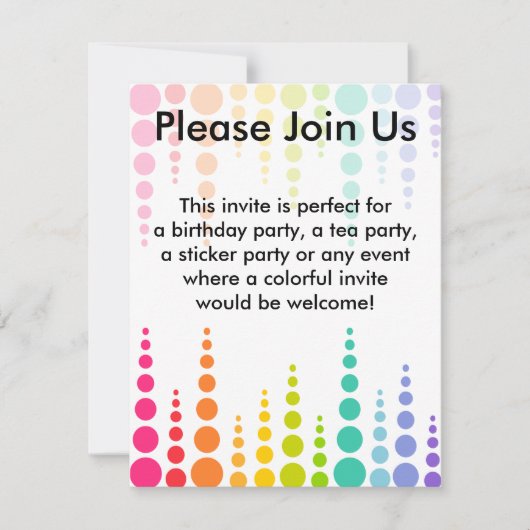 Rainbow Bubble Dots Einladung (Vorderseite)