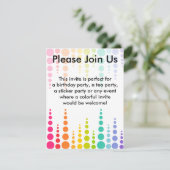 Rainbow Bubble Dots Einladung (Stehend Vorderseite)