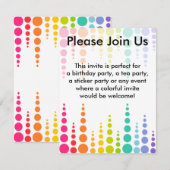 Rainbow Bubble Dots Einladung (Vorne/Hinten)