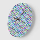 Rainbow Bubble Mermaid Scales Große Wanduhr (Winkel)