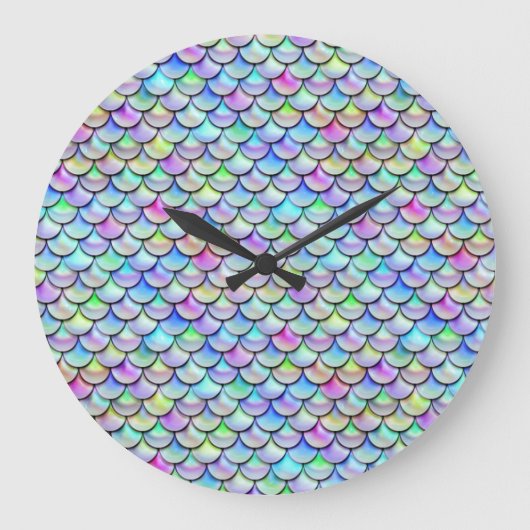 Rainbow Bubble Mermaid Scales Große Wanduhr (Vorderseite)