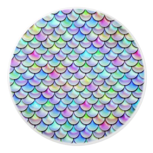 Rainbow Bubble Mermaid Scales Keramikknauf (Vorderseite)