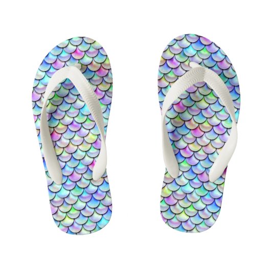 Rainbow Bubble Mermaid Scales Kinderbadesandalen (Fußbett)