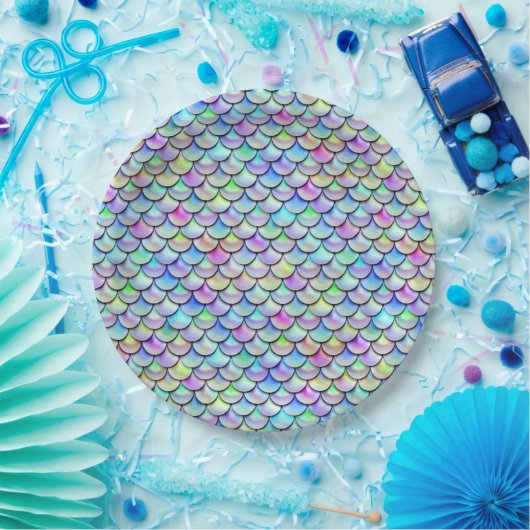 Rainbow Bubble Mermaid Scales Pappteller (Party)