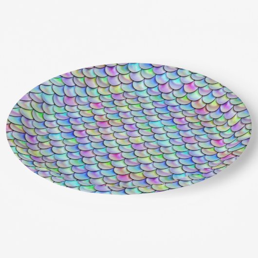 Rainbow Bubble Mermaid Scales Pappteller (Schrägansicht)