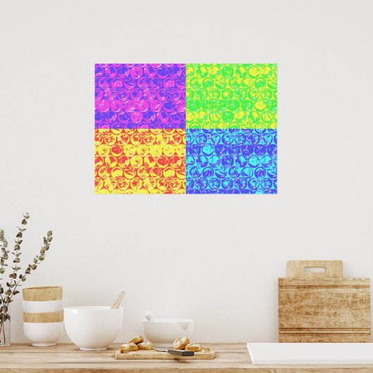 Rainbow-Bubble-Packung Pop Art Poster (Küche)
