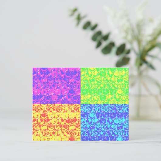 Rainbow-Bubble-Packung Pop Art Postkarte (Stehend Vorderseite)