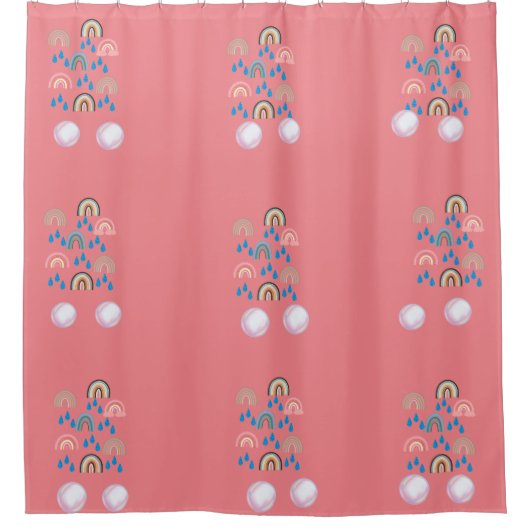 Rainbow Bubble Peach Dream Duschvorhang (Vorderseite)