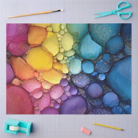 Rainbow Bubble Texture Fluid Art Seidenpapier (Basteln)