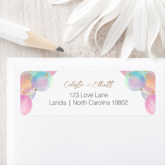 Rainbow Bubbles Baby Dusche Rücksendeadresse (Insitu)