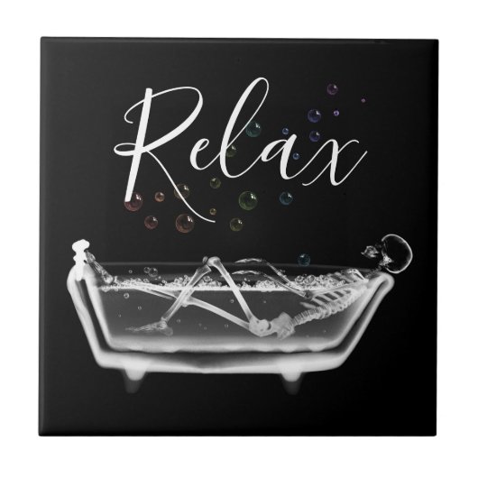Rainbow Bubbles X-Ray Skeleton Bath Keramik Tile Fliese (Vorderseite)