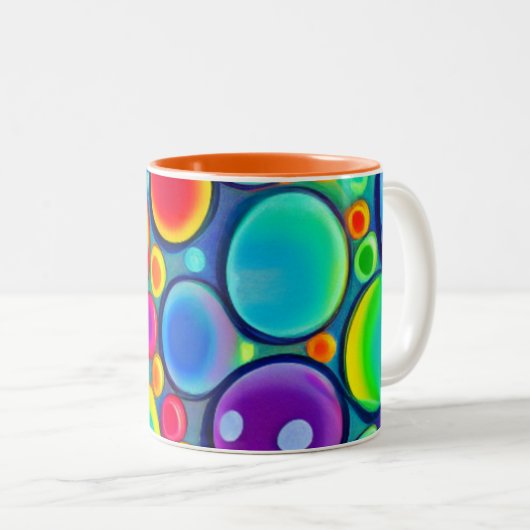 Rainbow Bubbles Zweifarbige Tasse (VorderseiteRechts)