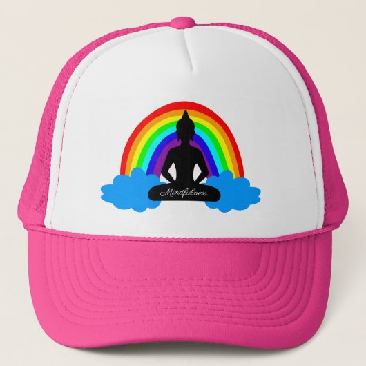 Rainbow Buddha & Mindfulness/positive Meditation Truckerkappe (Vorderseite)