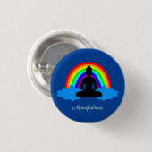 Rainbow Buddha & Mindfulness Yoga/Meditation Button (Vorne & Hinten)