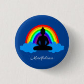 Rainbow Buddha & Mindfulness Yoga/Meditation Button (Vorderseite)