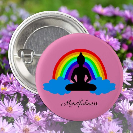 Rainbow Buddha & Mindfulness Yoga/Meditation Button