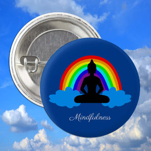 Rainbow Buddha & Mindfulness Yoga/Meditation Button