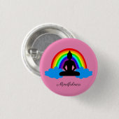 Rainbow Buddha & Mindfulness Yoga/Meditation Button (Vorne & Hinten)