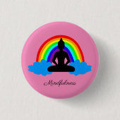 Rainbow Buddha & Mindfulness Yoga/Meditation Button (Vorderseite)