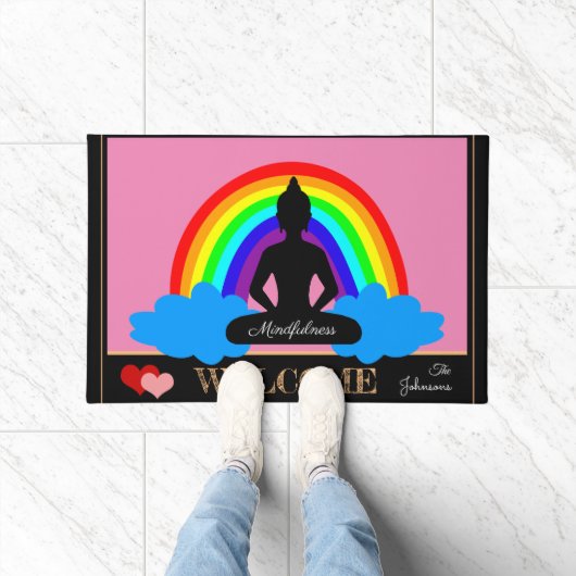 Rainbow Buddha & Mindfulness Yoga/Meditation Fußmatte (Indoor)