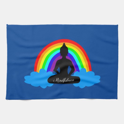 Rainbow Buddha & Mindfulness Yoga/Meditation Geschirrtuch (Horizontal)