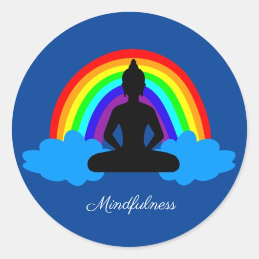 Rainbow Buddha & Mindfulness Yoga/Meditation Runder Aufkleber (Vorderseite)