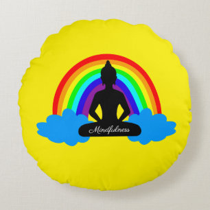 Rainbow Buddha & Mindfulness Yoga/Meditation Rundes Kissen