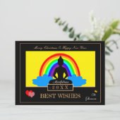 Rainbow Buddha & Mindfulness Yoga/Meditationskarte Feiertagskarte (Stehend Vorderseite)