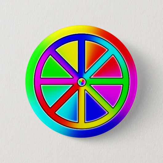 Rainbow Buddhist Wheel Button (Vorderseite)
