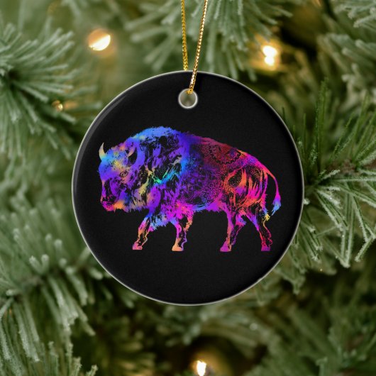 Rainbow Buffalo Bison Keramik Ornament (Baum)