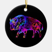 Rainbow Buffalo Bison Keramik Ornament (Vorne)