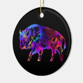 Rainbow Buffalo Bison Keramik Ornament (Links)