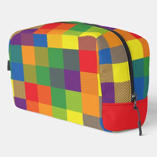 Rainbow Buffalo Karo Pride Flag Kariert farbenfroh Waschbeutel (Rechte Ecke)