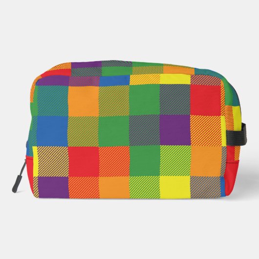 Rainbow Buffalo Karo Pride Flag Kariert farbenfroh Waschbeutel (Rückseite)