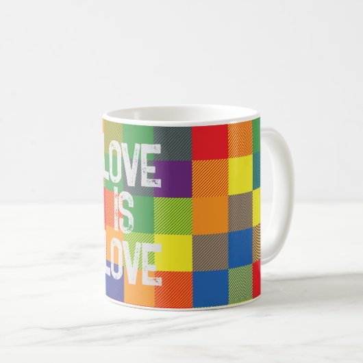 Rainbow Buffalo Karo Pride Kariert Personalize Kaffeetasse (VorderseiteRechts)