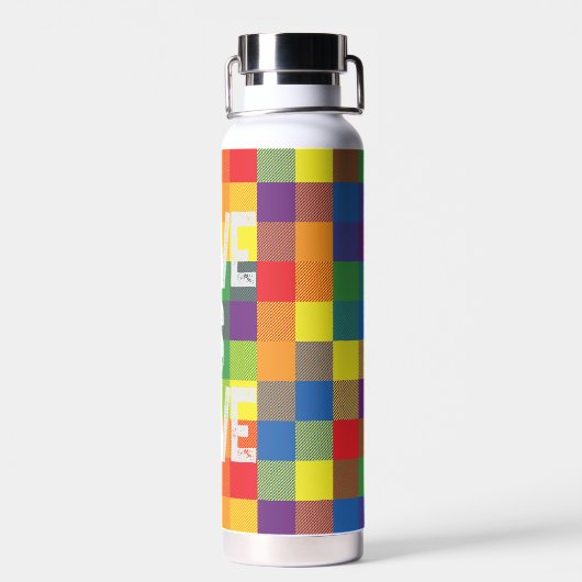 Rainbow Buffalo Karo Pride Kariert Personalize Trinkflasche (Rückseite)
